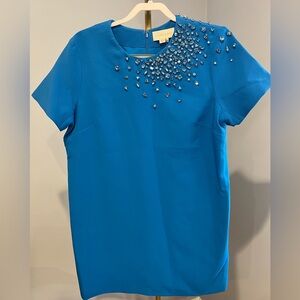 NWT Sachin + Babi Teal-Blue Embellished Short Sleeve Dress
